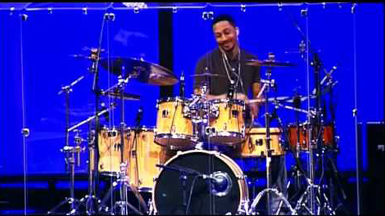Image of Christopher Coble using Moongel Damper Pads on his drum kit